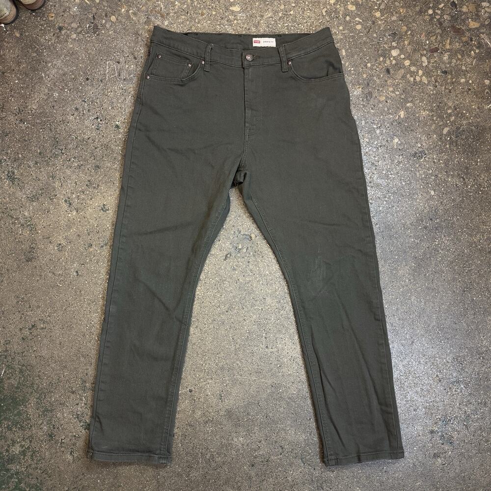 Wrangler Athletic Fit Dark Olive Pants Mens Measured 34x20.5 Stretch Green